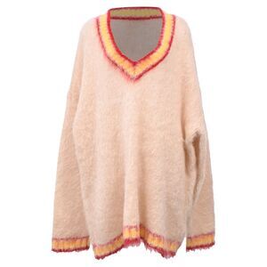 Marni Oversized V-Neck Sweater In Multicolor Mohair